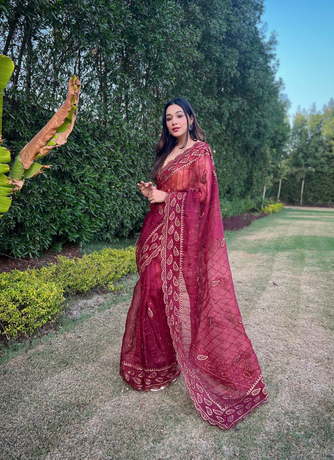 Anisha Embroidery Worked Party Wear Sarees Catalog
